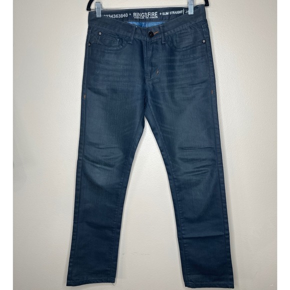 Ring Of Fire Men's Size 31X32 Blue Slim Straight Dark Wash Stretch‎ Denim Jeans - Picture 1 of 8